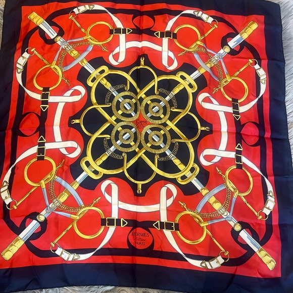 Hermes Paris Eperon D'or by Henri d' Origny Silk Scarf  35X35 - Picture 4 of 10